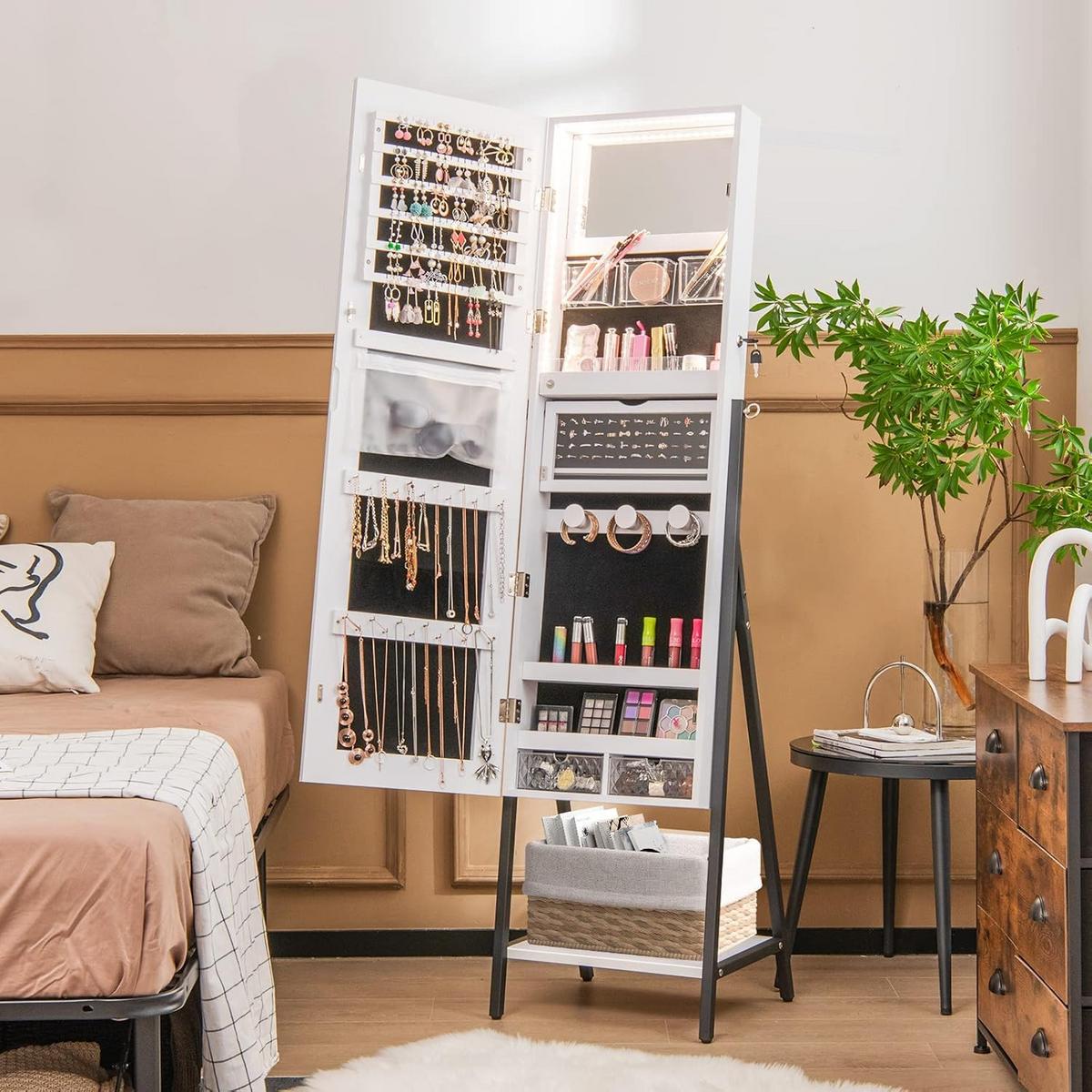 SCHMUCKSCHRANK Weiß - Weiß, Holz (42/157/37cm) - COSTWAY