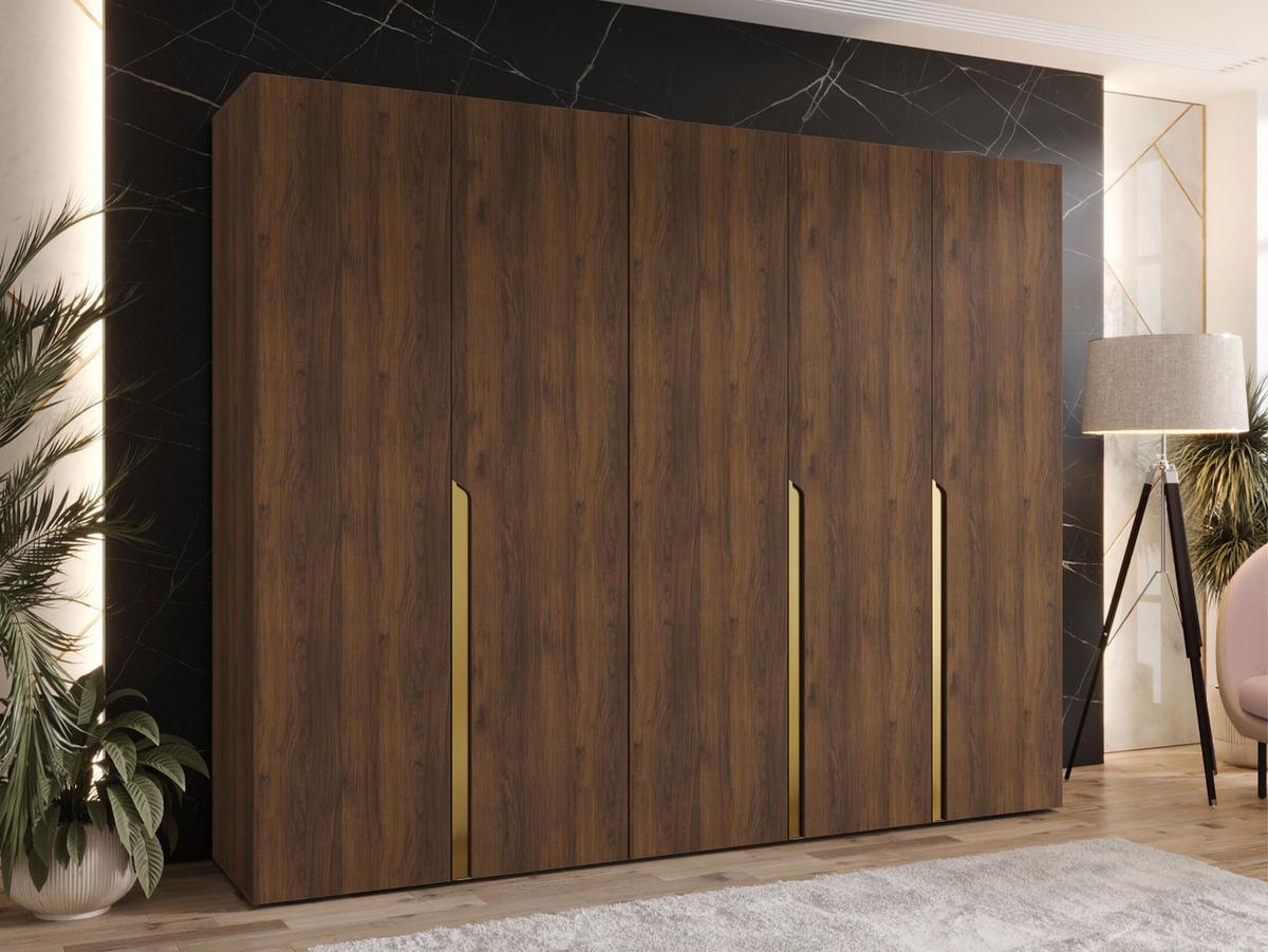 DREHTÜRENSCHRANK Mila I 250 - Goldfarben/Nussbaumfarben, Holzwerkstoff/Kunststoff (250/202/52cm) - MIRJAN24