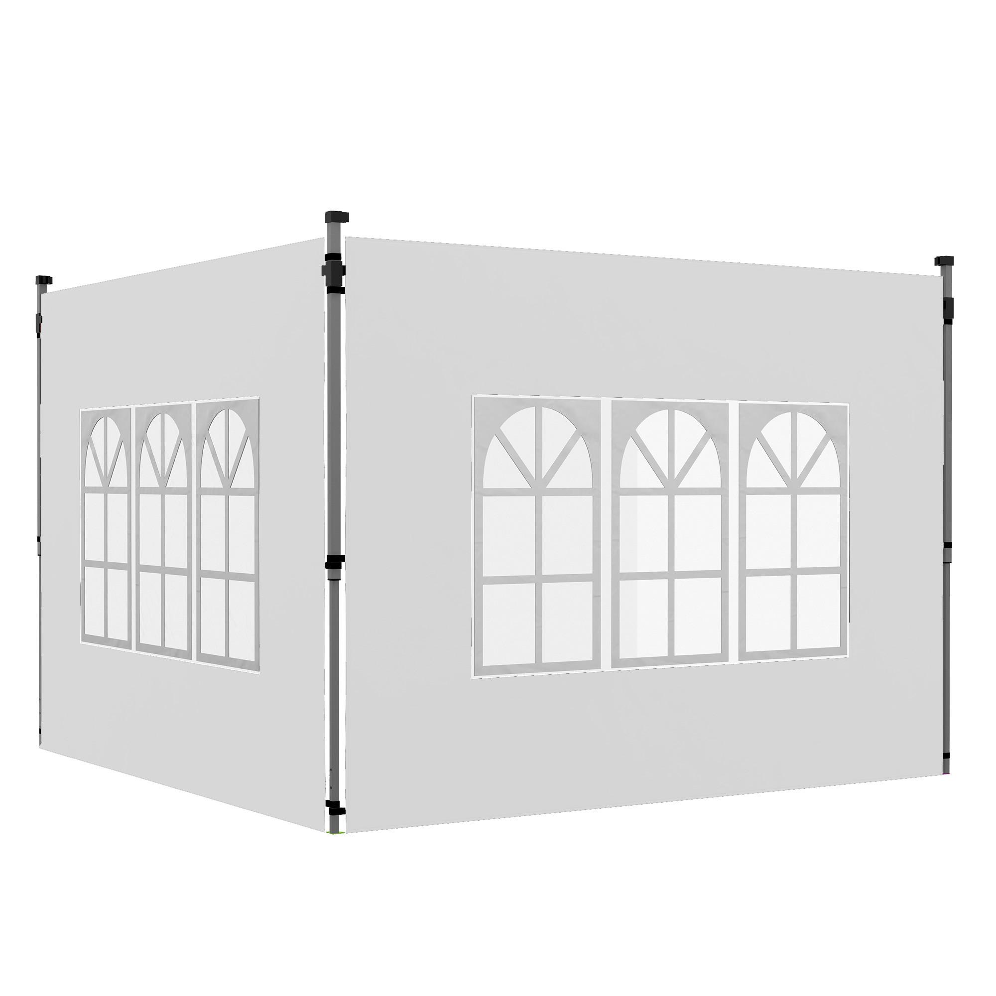 PAVILLON-SEITENTEILE 2er Set Oxford Kunststof Weiß - Weiß, Textil (295/195/1cm) - Outsunny