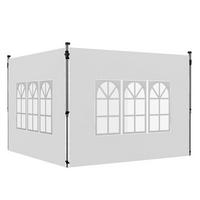 2ER-SET Seitenteile für Pavillon 3x3/3x4 m, Seitenwand mit Fenster, wasserdicht - Weiß, Textil (295/195/1cm) - Outsunny
