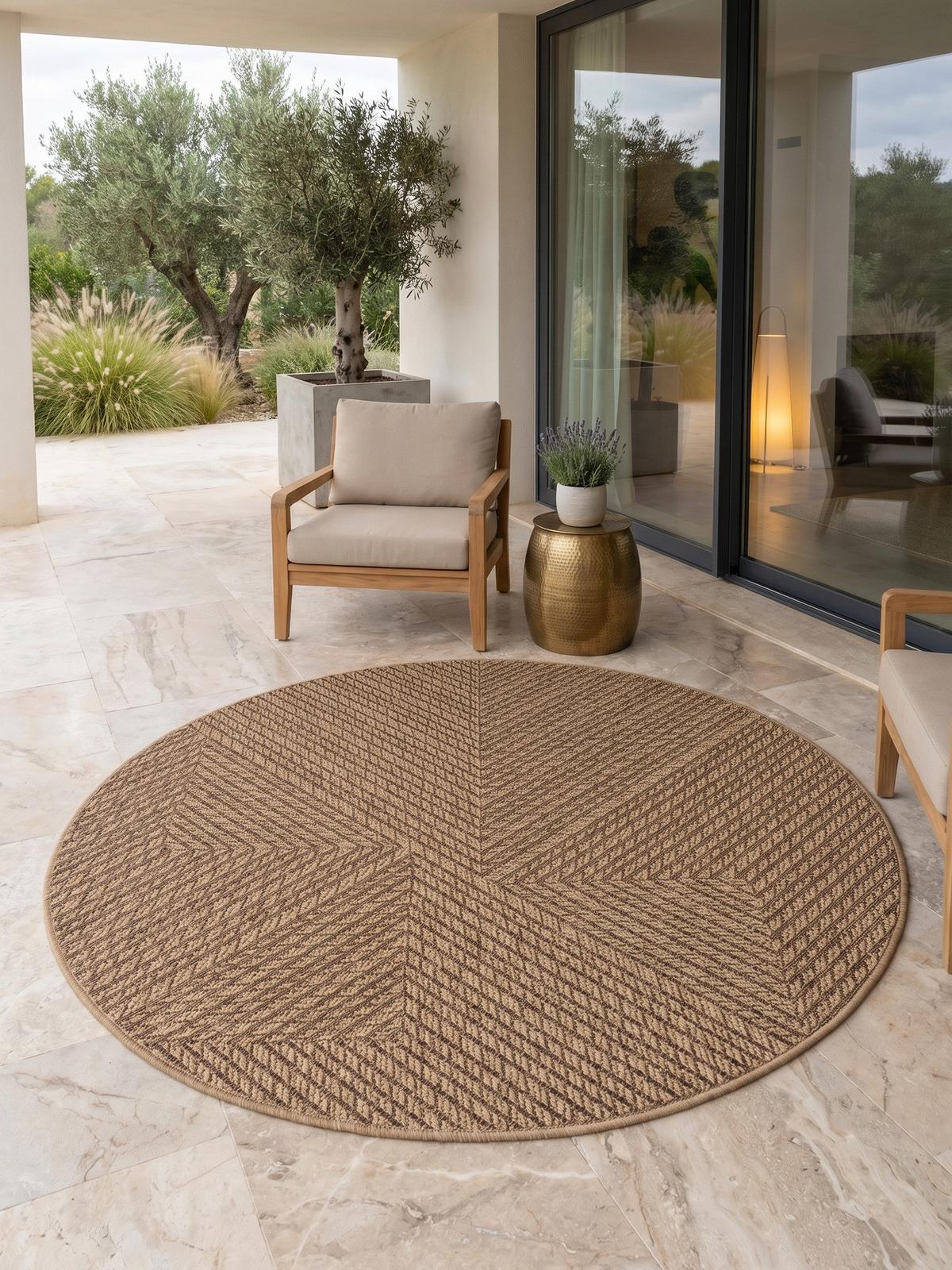 TEPPICH Outdoor ARLBERG in Beige, in Jute-Optik, aus Polypropylen, Ø 80 cm - Beige, Textil (80/80cm) - KADIMA DESIGN