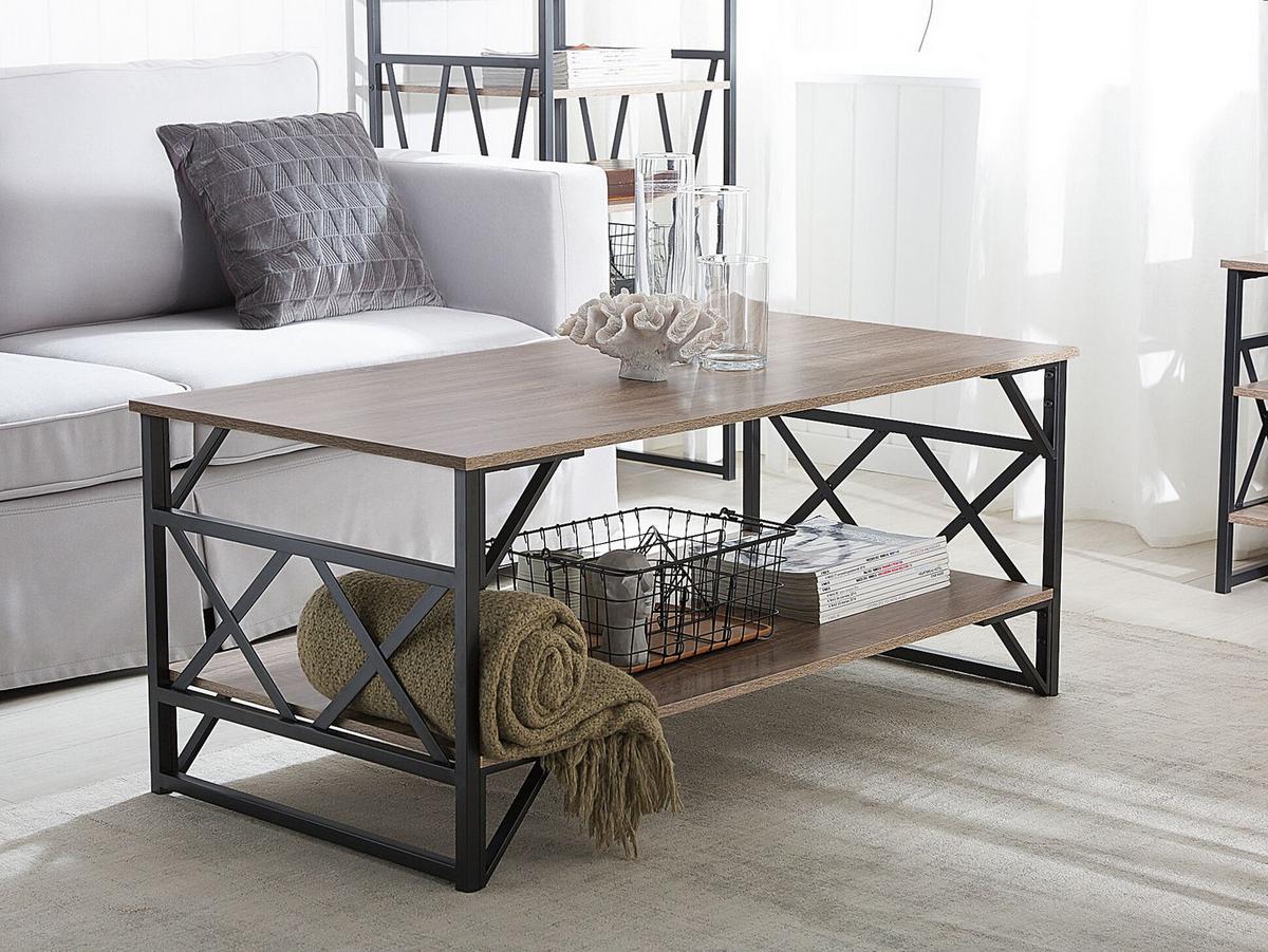 COUCHTISCH Holzoptik taupe rechteckig Bolton - Taupe/Schwarz, Holzwerkstoff (61/120/51cm) - Beliani