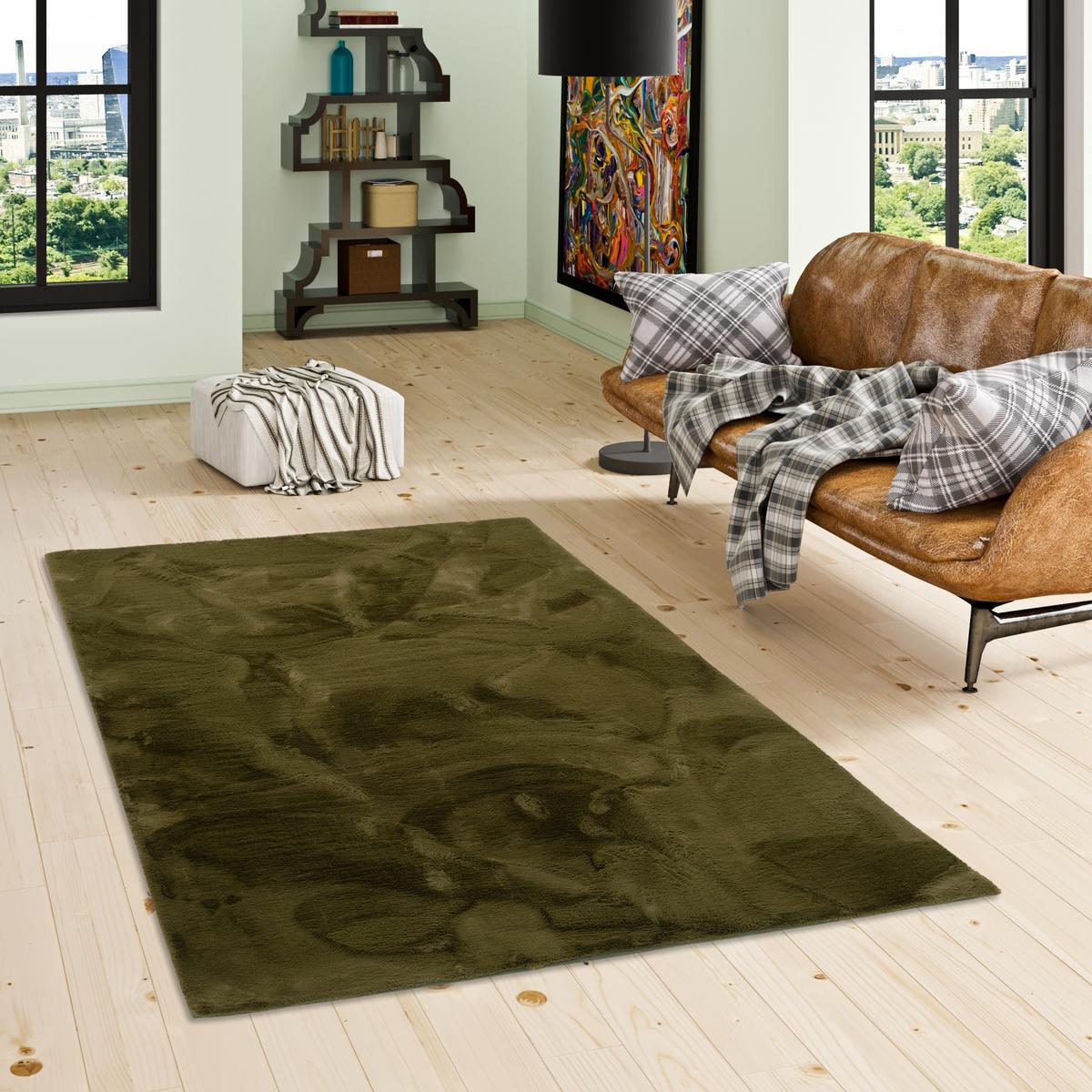 FELLTEPPICH LUXUS SUPER SOFT PLUSH - Dunkelgrün, Textil (70/140cm) - Pergamon