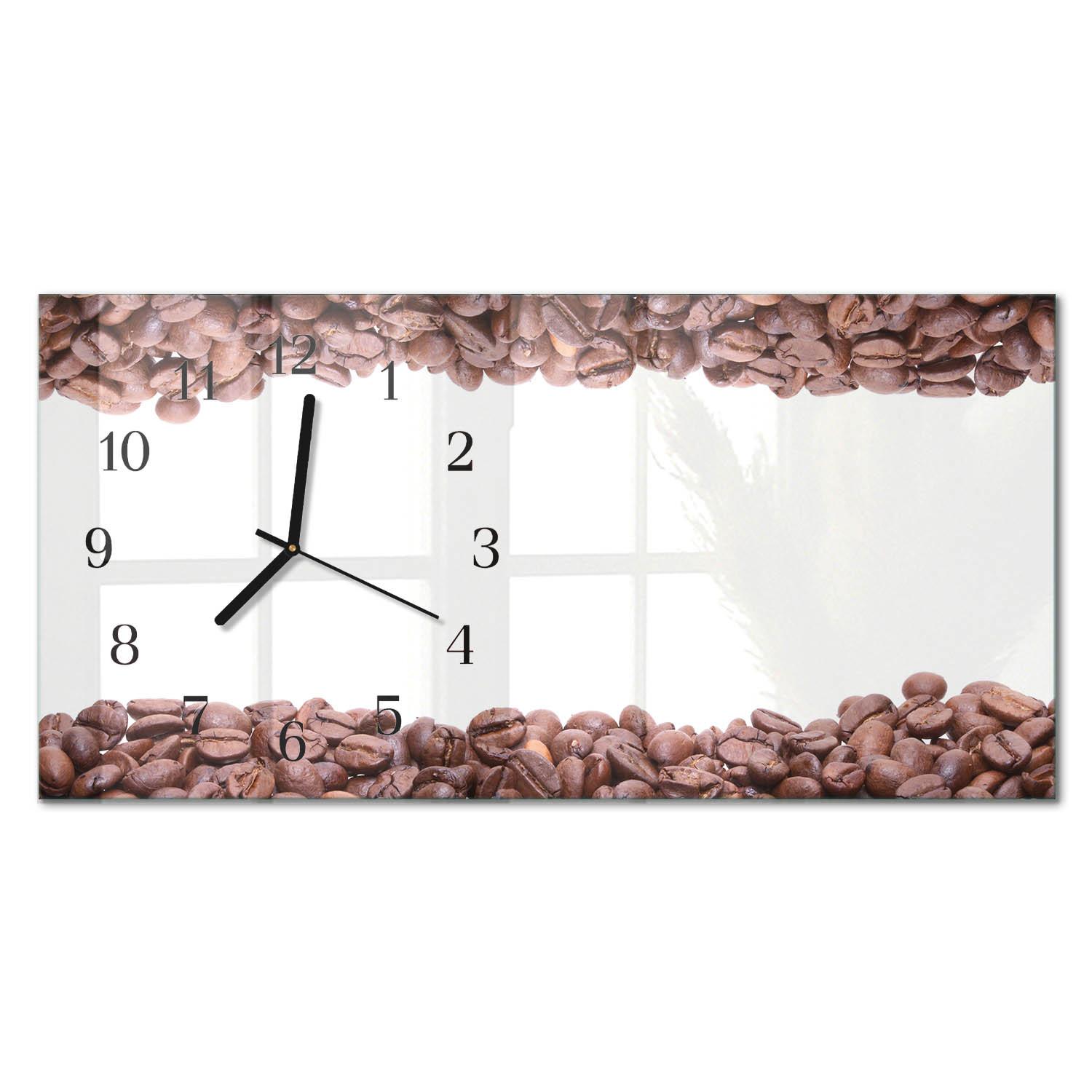 WANDUHR aus Glas 60x30 cm - Kaffeebohnen - Braun, Glas (60/30/0.4cm) - TULUP