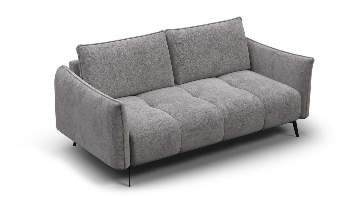 SOFA AERA 2,5-Sitzer, platingrau - Schwarz/Grau, Holz/Textil (187/89/96cm) - Wozimo