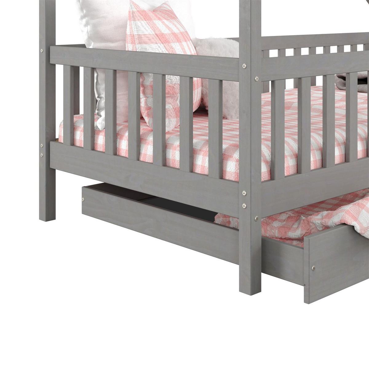 HAUSBETT ALVA 90X200 CM - Grau, Holz (96/168/206cm) - IDIMEX