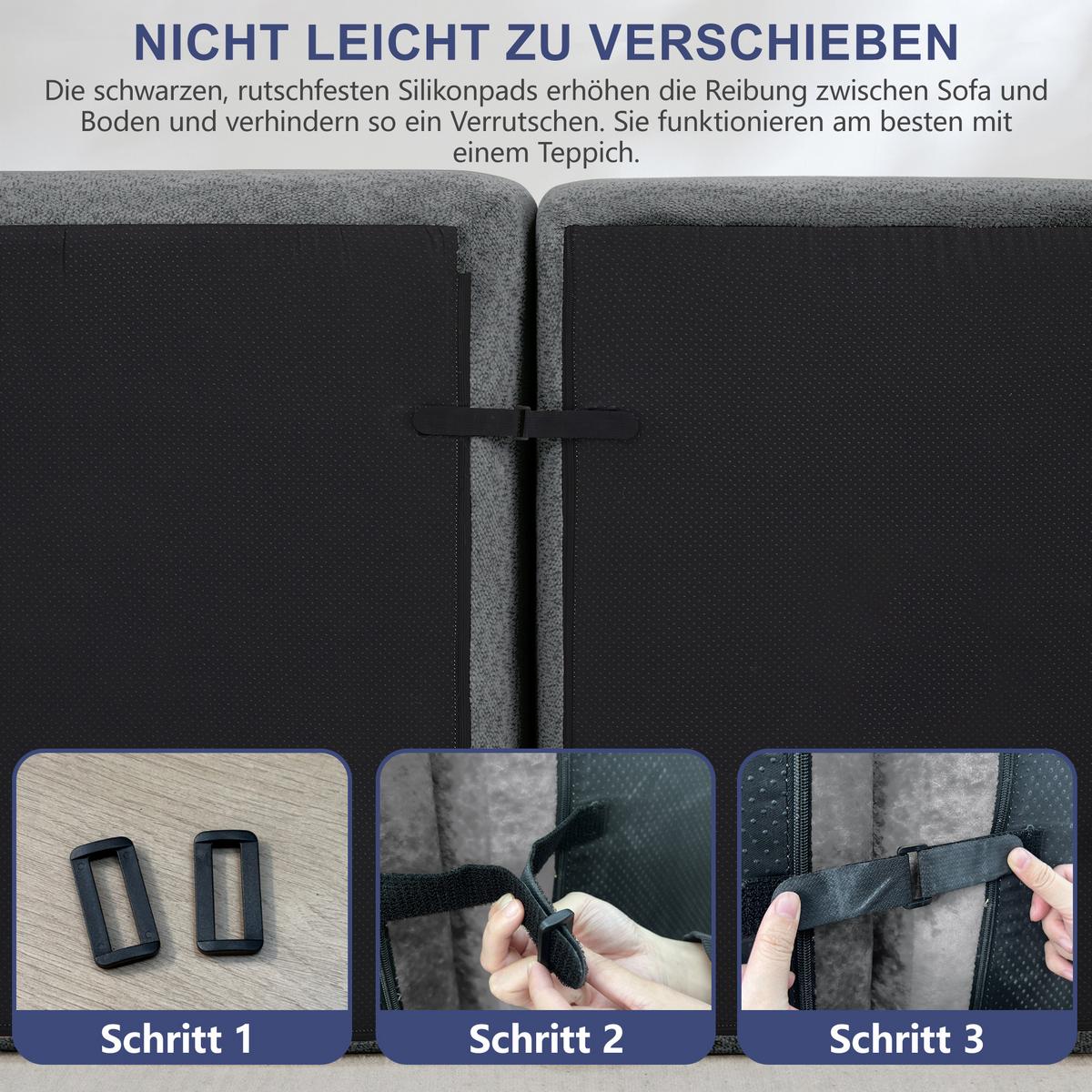 2-SITZER SOFA aus granuliertem Fleece, frameless in Muschelform ohne Montage - Grau, Textil (210/79/104cm) - Urban Meuble