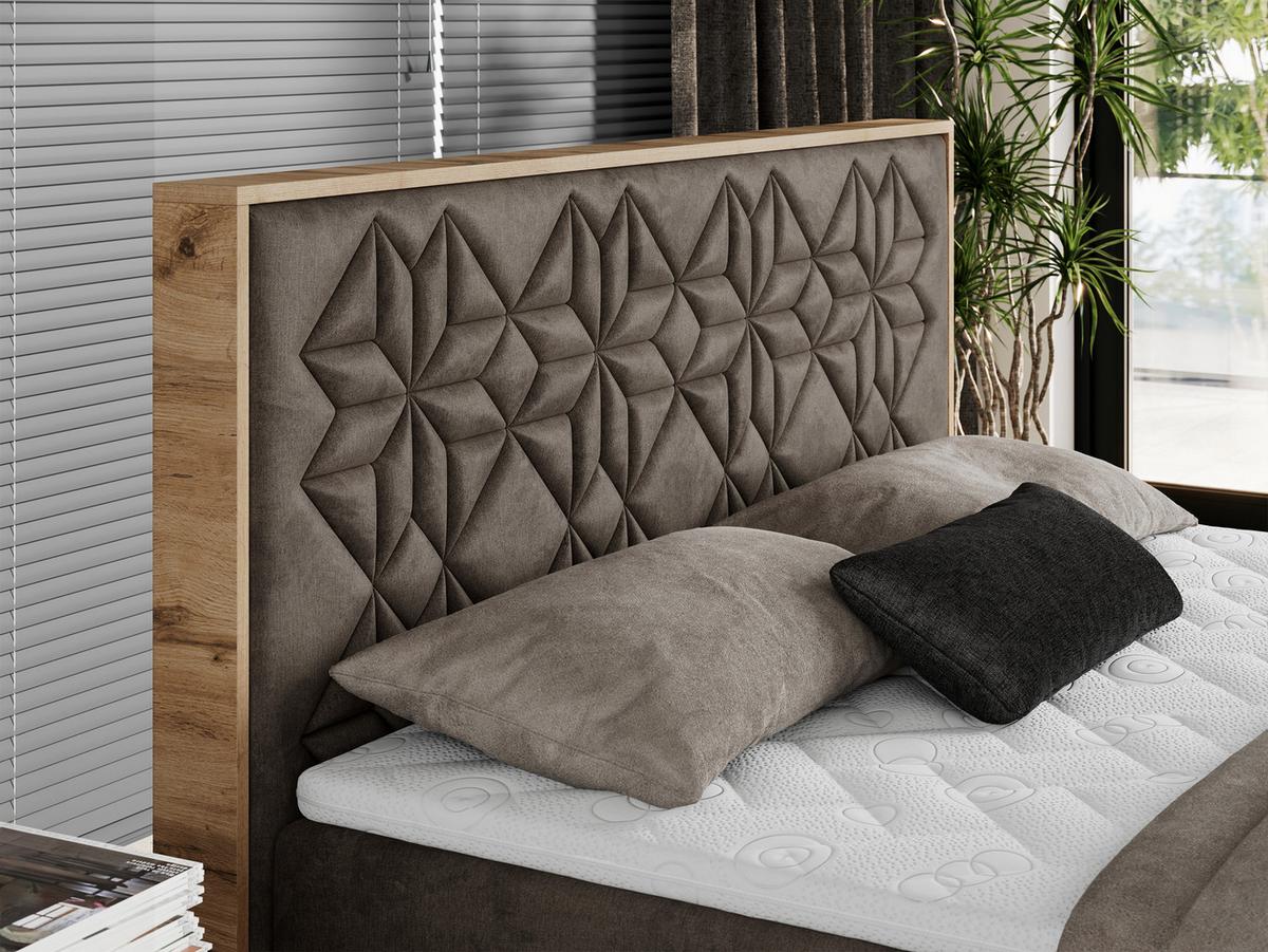 BOXBETT NESSI - 120/200 Braun Velvet - H3 - Braun, Holz/Textil (120/200cm) - MKS