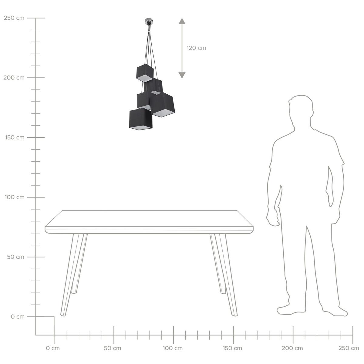 HÄNGELEUCHTE Mesta 45/45/156 cm - Schwarz, Textil (45/45/156cm) - Beliani