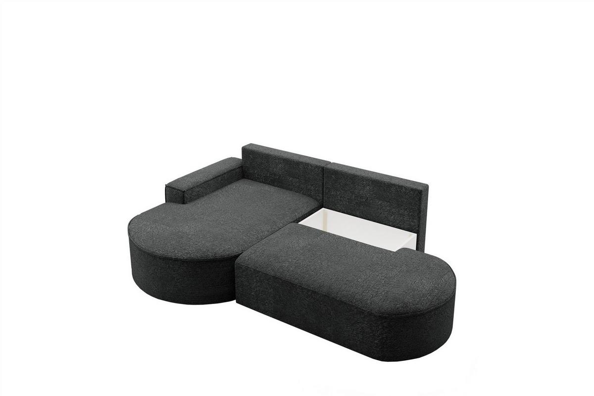 ECKSOFA Girona Mit Schlaffunktion - Schwarz, Holzwerkstoff/Textil (278/179cm) - Fun Möbel