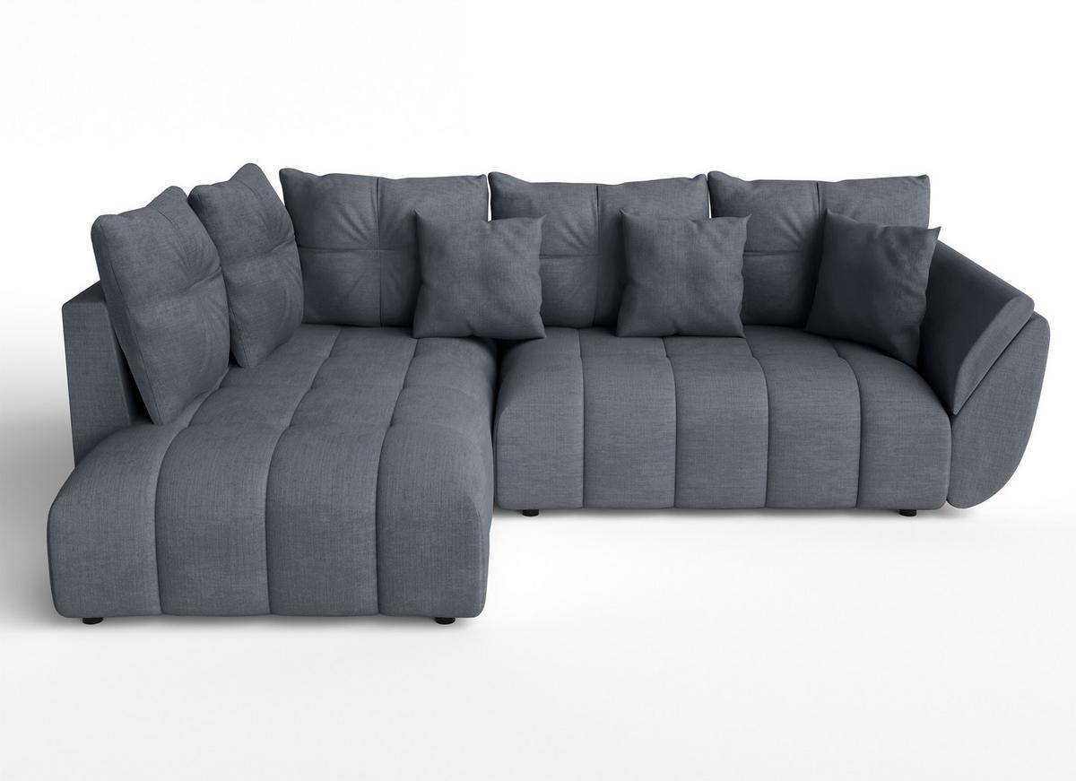 ECKSOFA L Form Corleone Grau 268/192/96 cm mit Schlaffunktion - Schwarz/Grau, Kunststoff/Textil (268/192cm) - AX Living