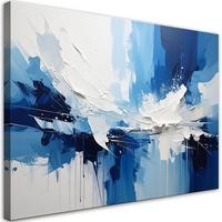 WANDBILD, Blaue Abstraktion mit dynamischen Lichtreflexen - Blau, Textil (100/70cm) - Feeby