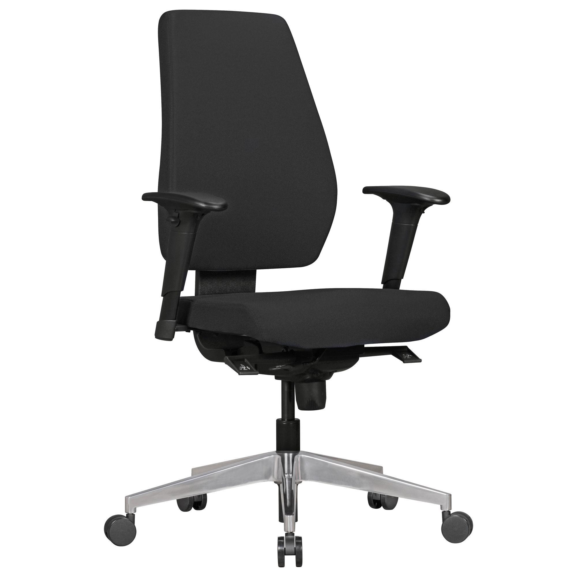 BÜROSTUHL Schwarz Stoff drehbar mit Synchronmechanik und Armlehnen bis 120 kg DARIUS - Silberfarben/Schwarz, Textil/Metall (70/119/63cm) - KADIMA DESIGN
