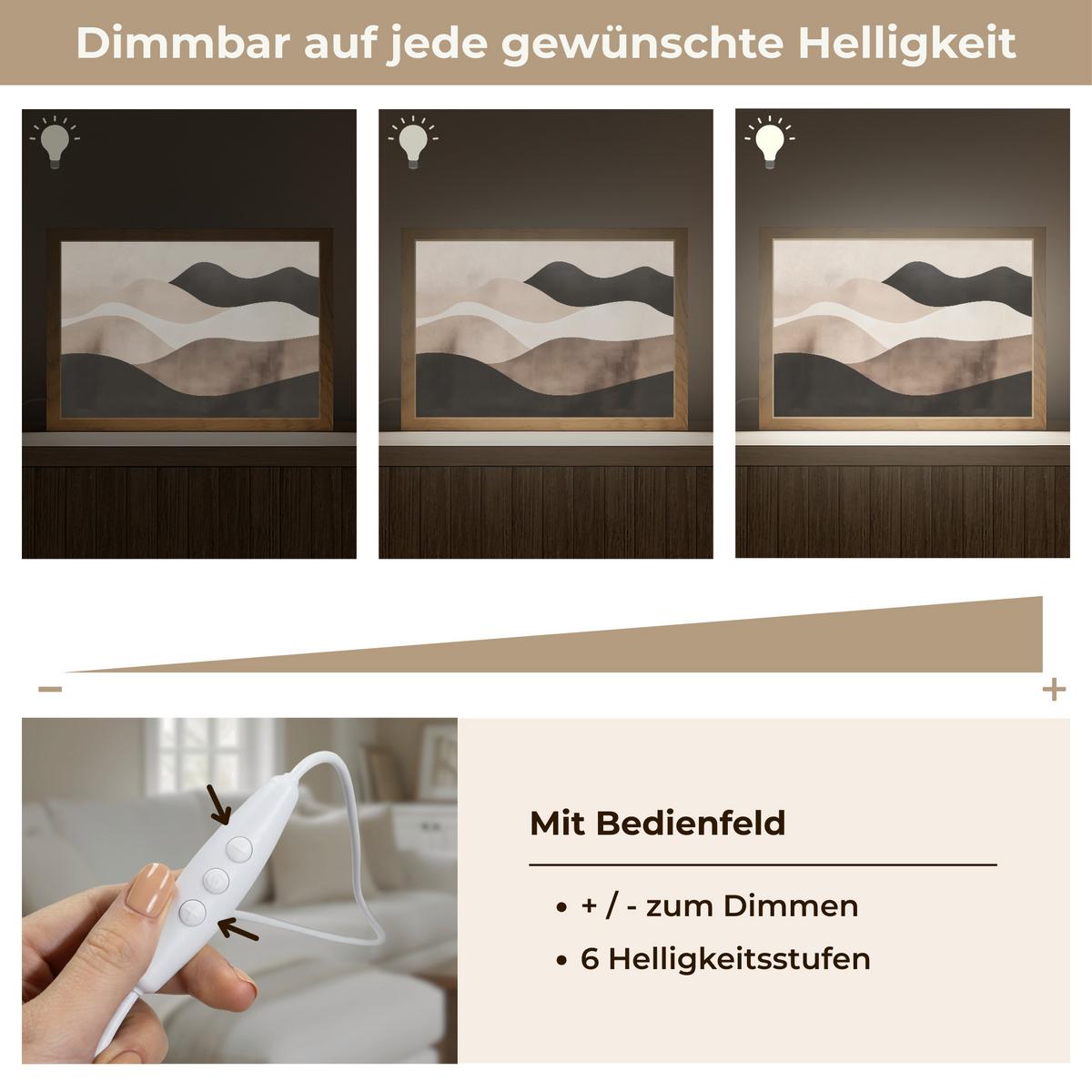 WANDLEUCHTE Abstrakt - Landschaft - Wellen - Cremefarben 30x20 cm - Graubraun, Holzwerkstoff (30/20/8cm) - OnlyWow
