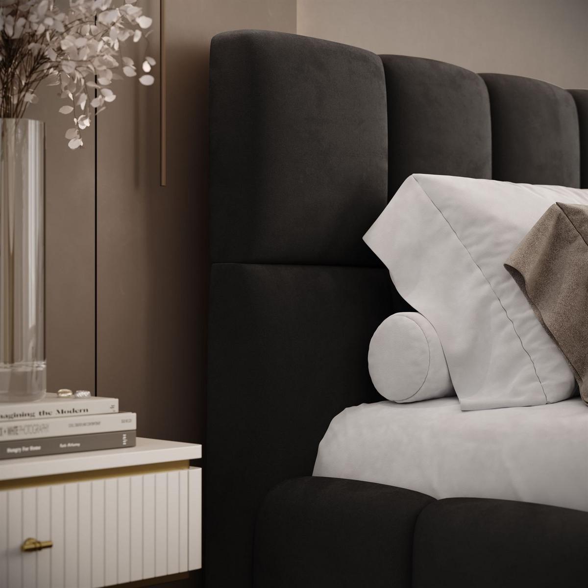 POLSTERBETT VENEZIA mit Bettkasten 180x200, Royal Velvet 185 - Graphitfarben, Textil (180/200cm) - Lookway