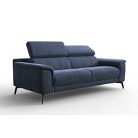 SOFA FIERO 3-Sitzer, Marineblauer Veloursstoff - Blau/Schwarz, Holz/Textil (212/82/103cm) - Courtois Laville