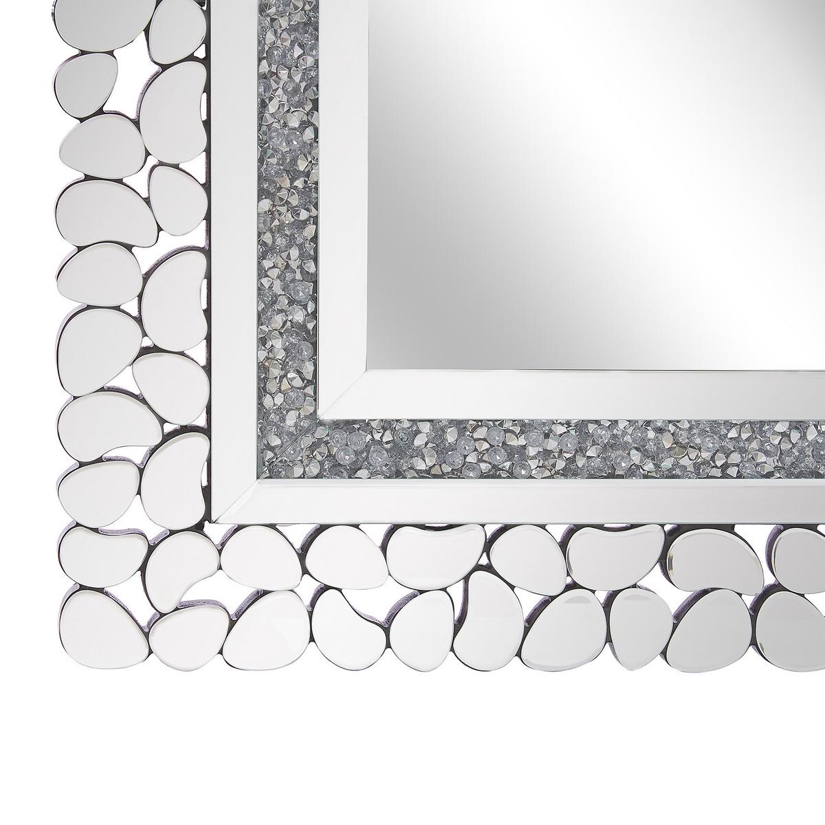 WANDSPIEGEL silber 60/90 cm Glitzer-Effekt Pabu - Silberfarben, Holzwerkstoff (60/90/2cm) - Beliani
