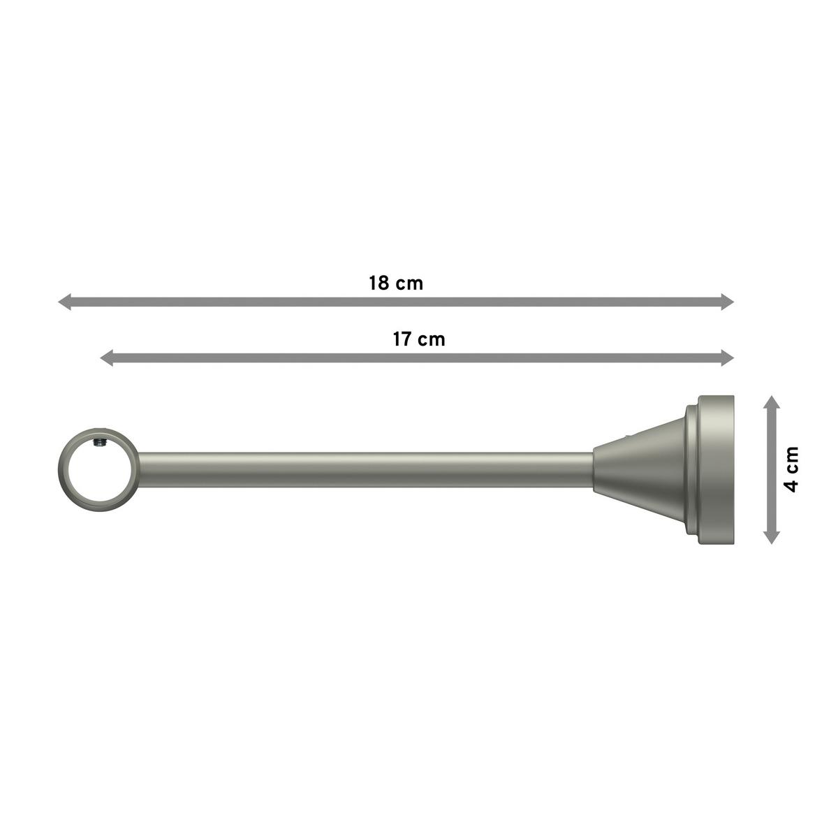 TRÄGER FÜR GARDINENSTANGEN 16 mm Ø, Primus 1-läufig, Chrom matt - Nickelfarben, Metall (19.2/4/4cm) - INTERDECO