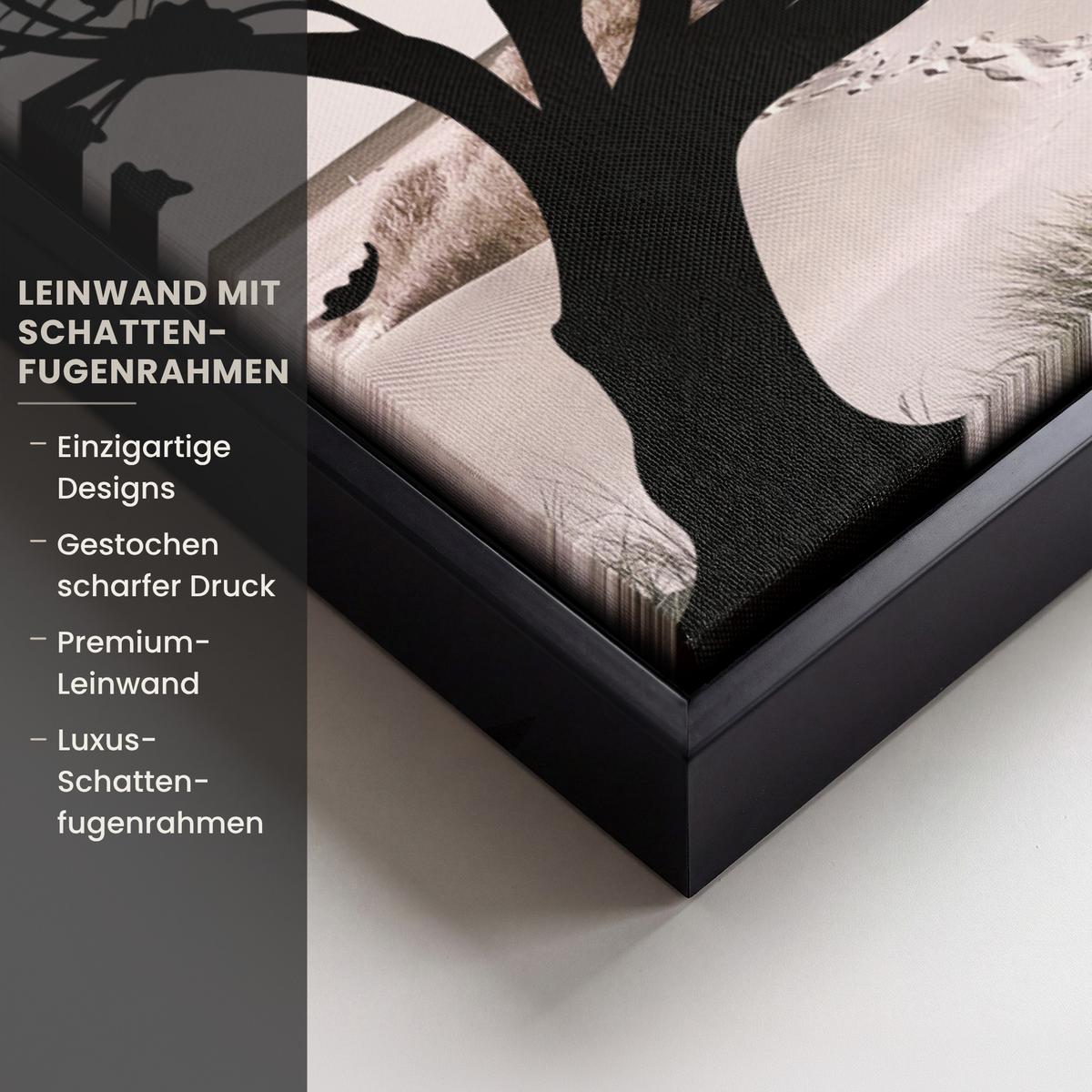 LEINWAND Bilder mit Rahmen - Strand - Meer - Menschen - Baum - Moderne Kunst - 50x70 - Hellgrau, Textil (50/70cm) - MuchoWow