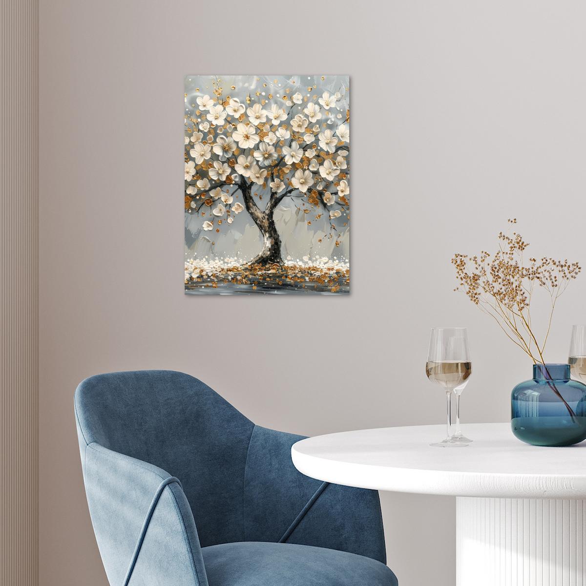 POSTER Baum - Blumen - Weiß - Natur - Kunst Wandbilder 30x40 cm - Weiß, Papier (30/40/0.1cm) - MuchoWow