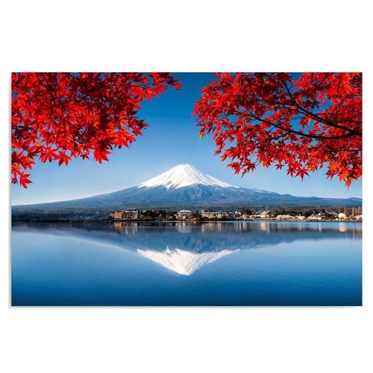 LEINWANDBILD Fuji Berg Japan Landschaft - Rot, Textil (60/40cm) - Feeby