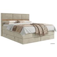 BOXSPRINGBETT ORVO KING 140/200 - Beige Velvet - Topper Visco - H3 - Beige/Creme, Kunststoff/Textil (140/200cm) - MKS