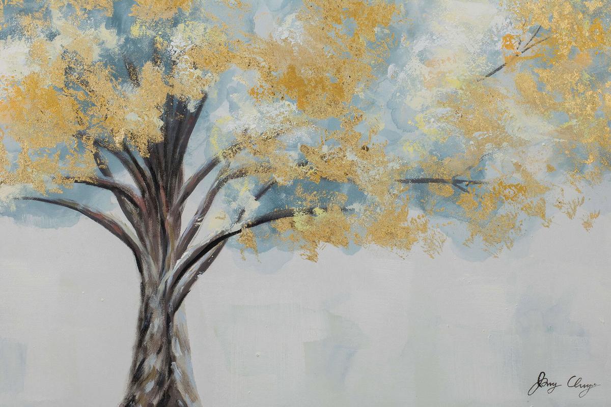 ACRYLBILD HANDGEMALT 100/75 cm - Türkis/Goldfarben, Holz/Textil (100/75cm) - KUNSTLOFT