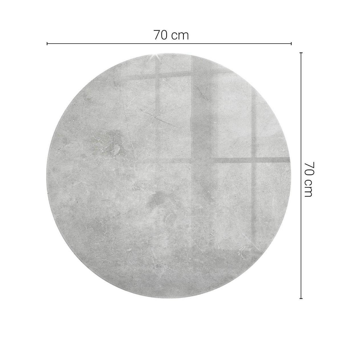 TISCHPLATTE fi70 cm Betonstruktur mit Kratzern - Hellgrau, Glas (0.4/70/70cm) - TULUP