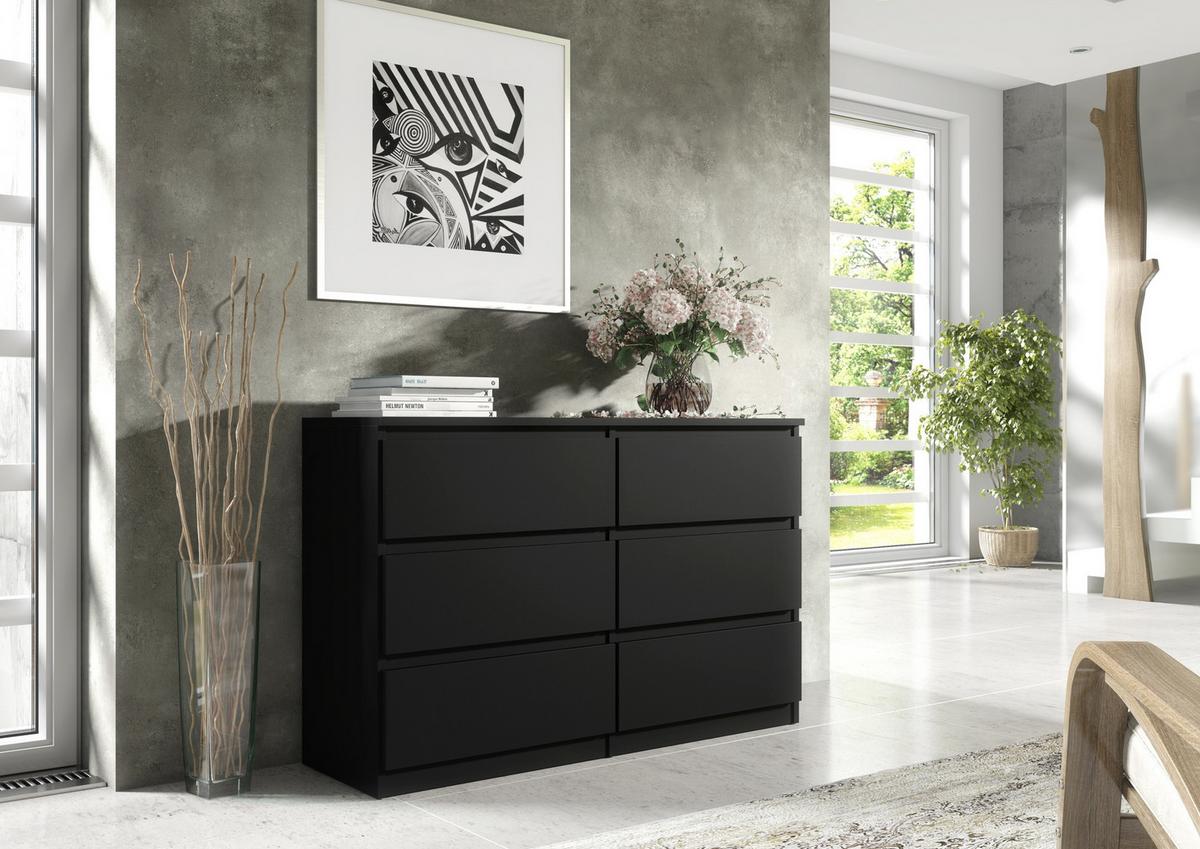 KOMMODE Schwarz 139/79/39 - Schwarz, Holzwerkstoff (139/79/39cm) - RAUMHIRSCH FURNITURE
