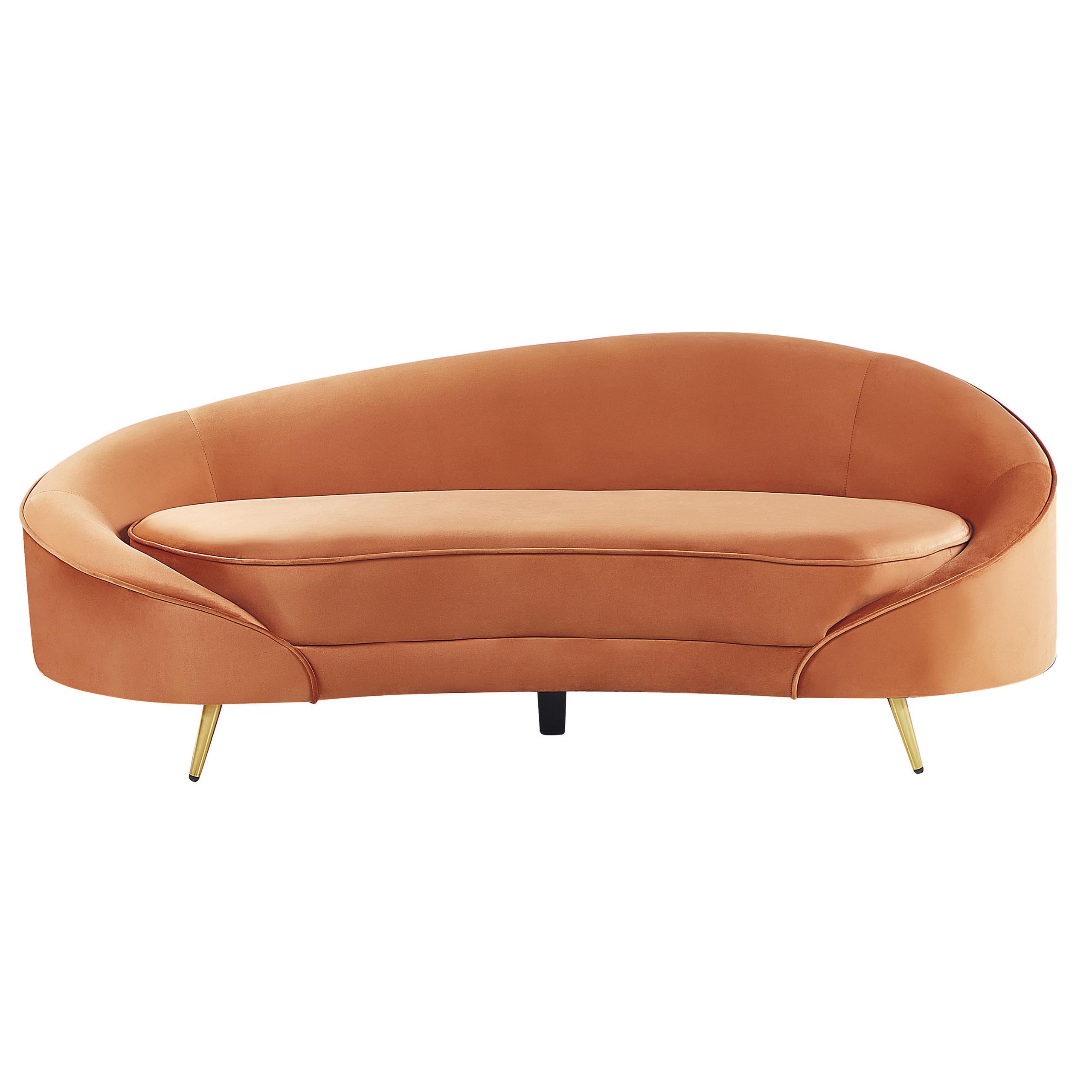 3-SITZER-SOFA Samtstoff Orange Savar - Orange, Textil (183/69/84cm) - Beliani