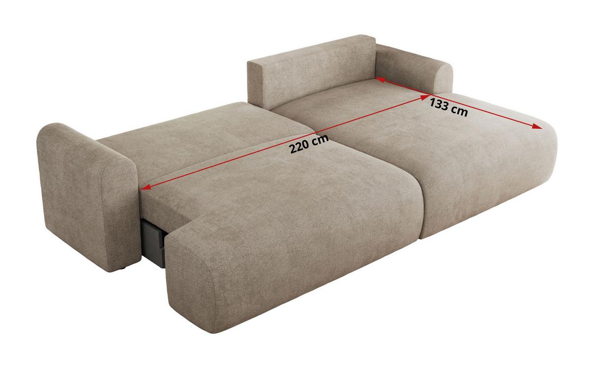 ECKSCHLAFSOFA TONO L Beige Struktur - links - Beige/Schwarz, Kunststoff/Textil (260/150cm) - MKS