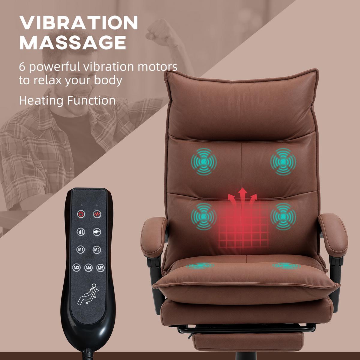 MASSAGE-BÜROSTUHL, Mikrofaser, Braun - Braun, Kunststoff (74/121.5/66cm) - Vinsetto