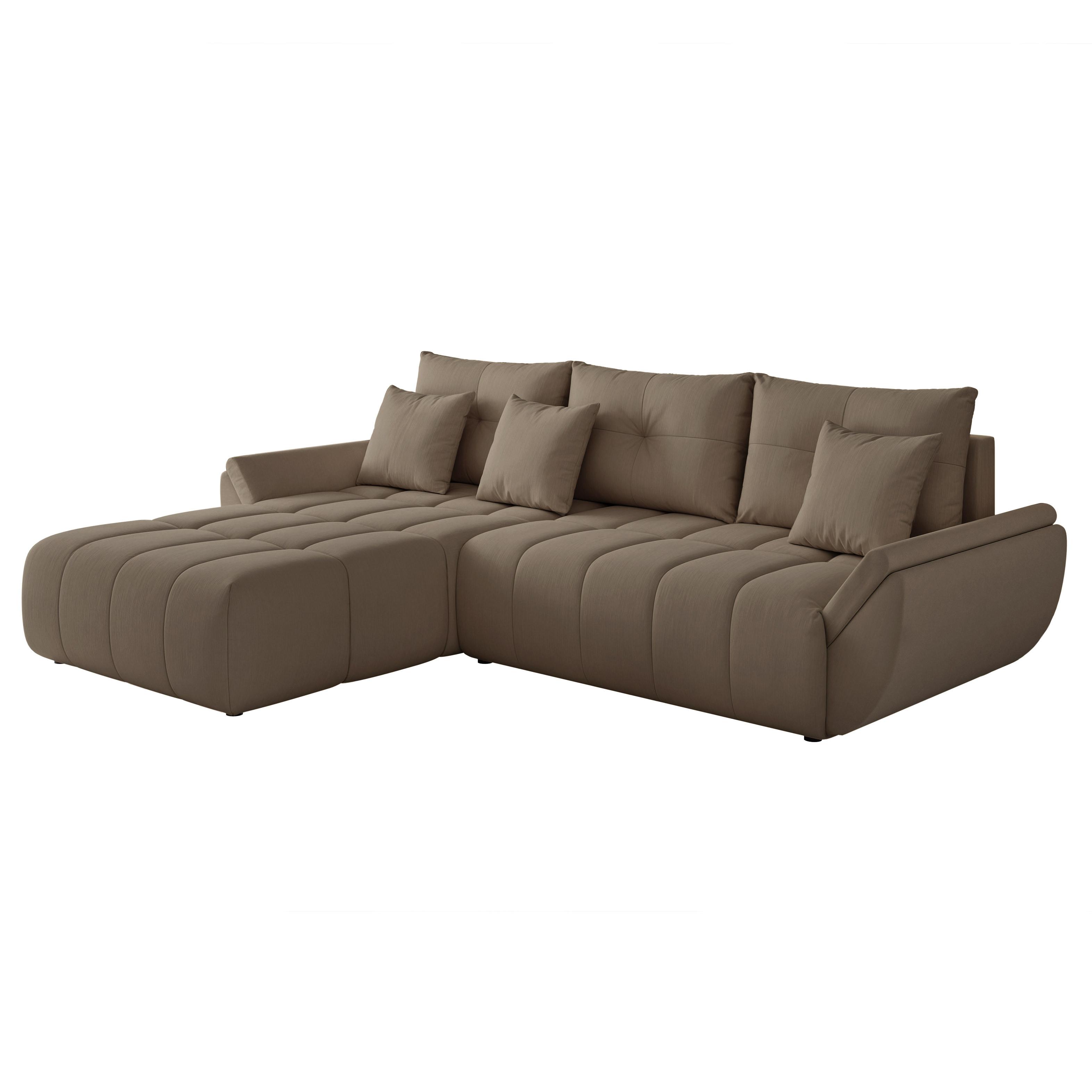 ECKSOFA ARO mit Schlaffunktion und Bettkasten Braun - Schwarz/Braun, Kunststoff/Textil (280/190cm) - Idohome