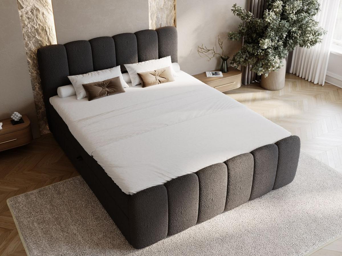 BOXBETT Cloud 140x200 Bouclé-Stoff Schwarz - Schwarz, Holz/Textil (140/200cm) - Graingold