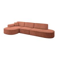 ECKSOFA Ottomane Links MARI-L2 - 328x171x79 cm Koralle Velours - Koralle/Schwarz, Holzwerkstoff/Kunststoff (328/171cm) - ALTDECOR