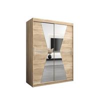 SCHWEBETÜRENSCHRANK 200/150/62 2-türig - Silberfarben/Sonoma Eiche, Holz/Kunststoff (150/200/62cm) - MÖBEL KRYSPOL