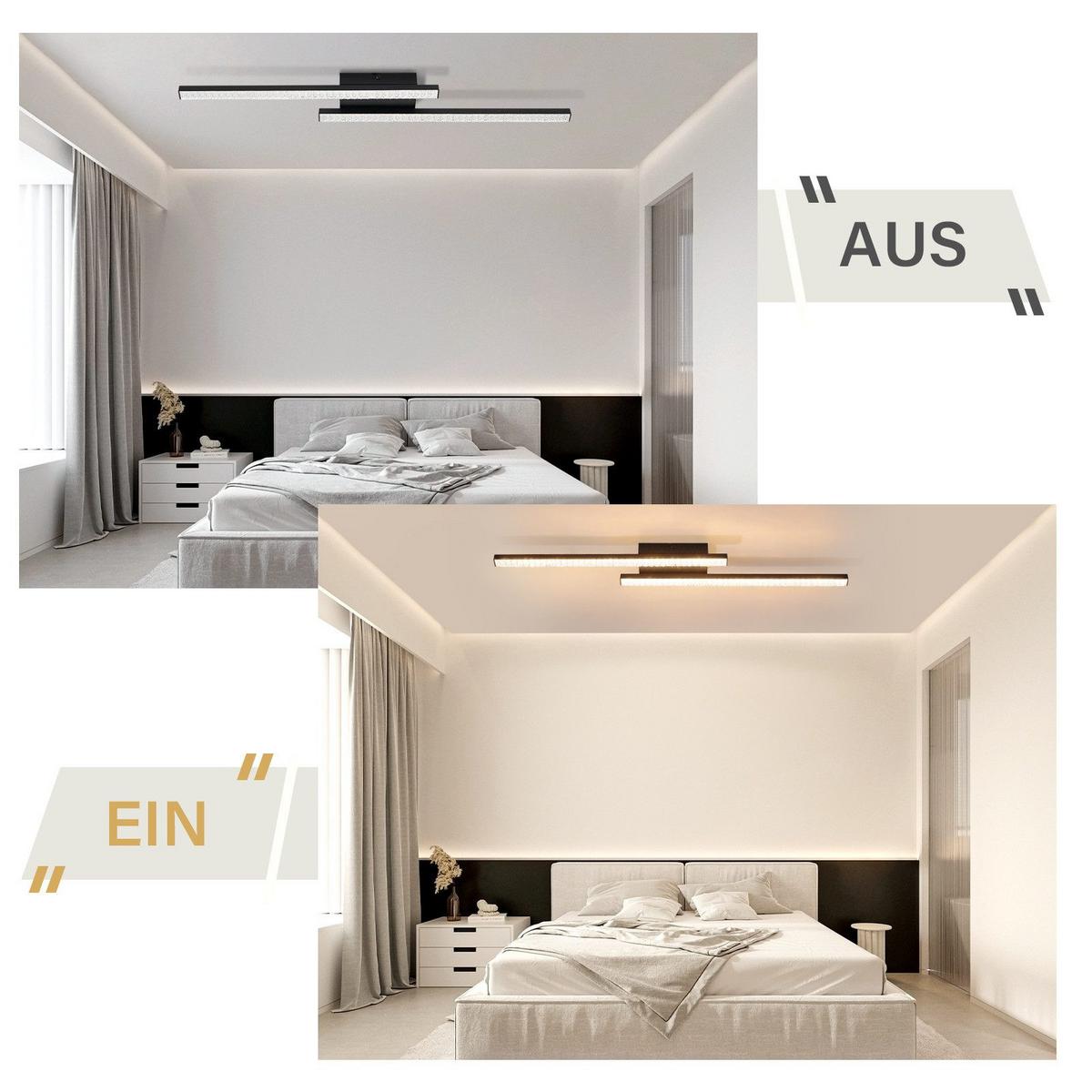 LED-DECKENLEUCHTE Laura 62/7/5 cm - Schwarz, Metall (62/7/5cm) - Nettlife