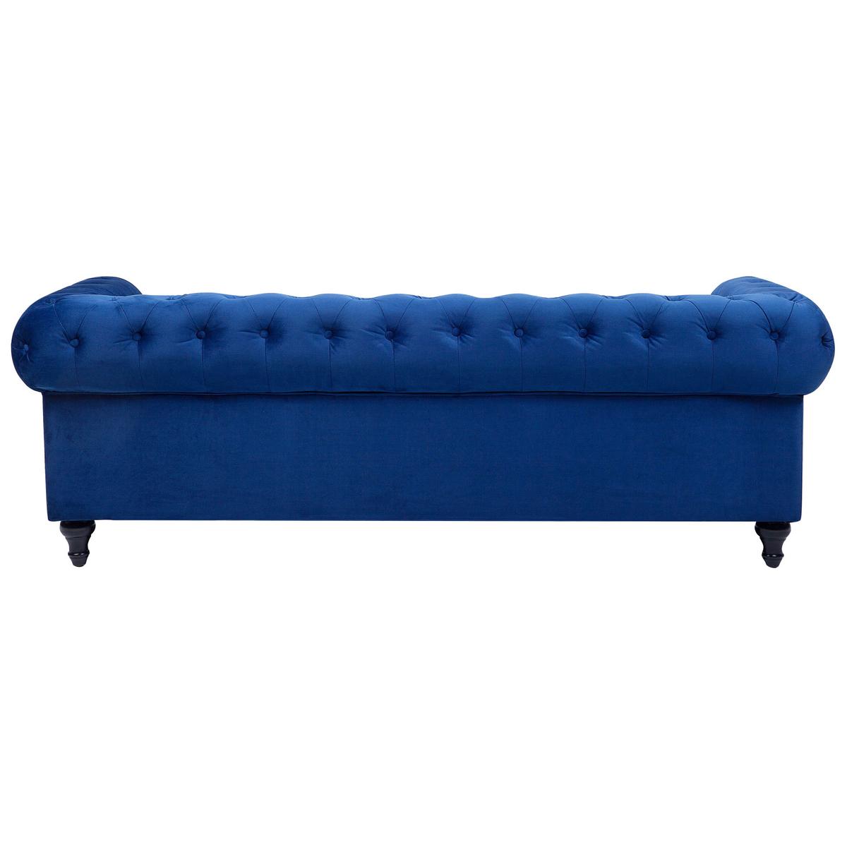 4-SITZER SOFA SET Samtstoff Blau Chesterfield - Blau, Textil (201/70/75cm) - Beliani