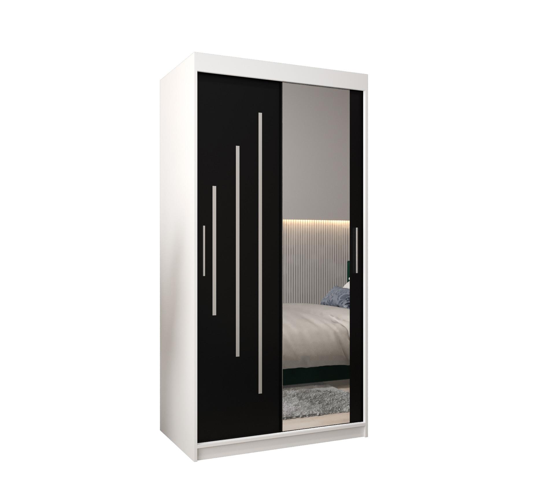 SCHWEBETÜRENSCHRANK 200/100/62 2-türig - Silberfarben/Schwarz, Holz/Kunststoff (100/200/62cm) - Abiks Möbel
