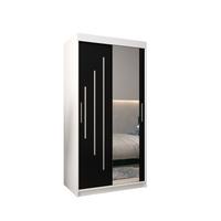 SCHWEBETÜRENSCHRANK 200/100/62 2-türig - Silberfarben/Schwarz, Holz/Kunststoff (100/200/62cm) - Abiks Möbel