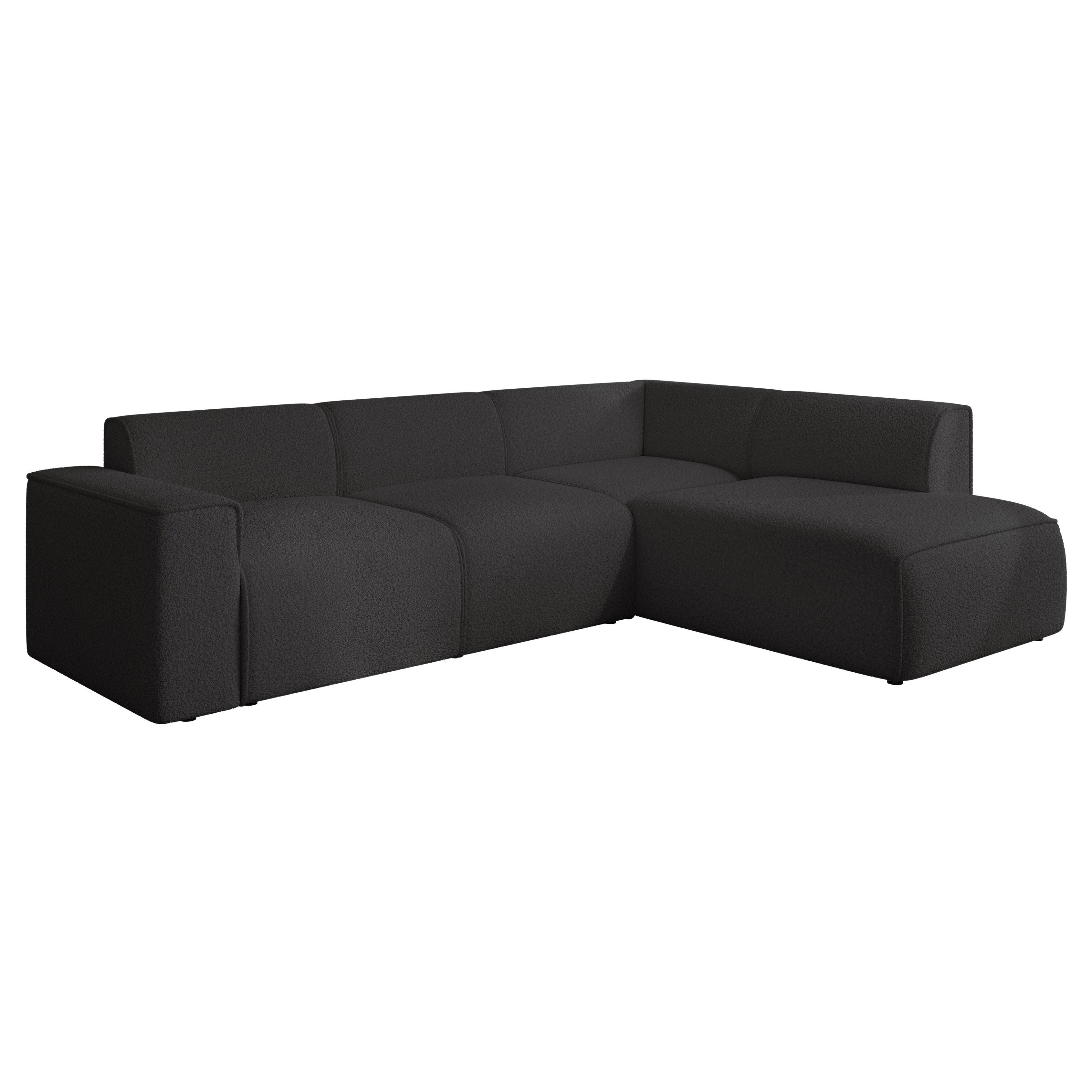 ECKSOFA ZAVO Rechts Feiner Mischstoff in Anthrazit - Anthrazit, Kunststoff/Textil (310/218cm) - Idohome