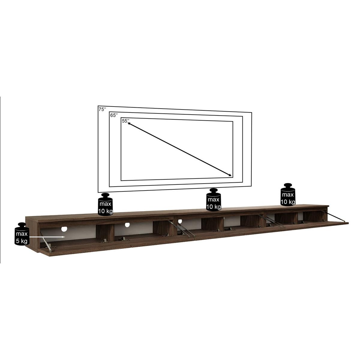 TV-LOWBOARD Bemmi Slim 6-türig, Holzoptik Walnuss Wisconsin, 300 cm - Dunkelbraun, Holzwerkstoff (300/18.2/31.6cm) - Selsey