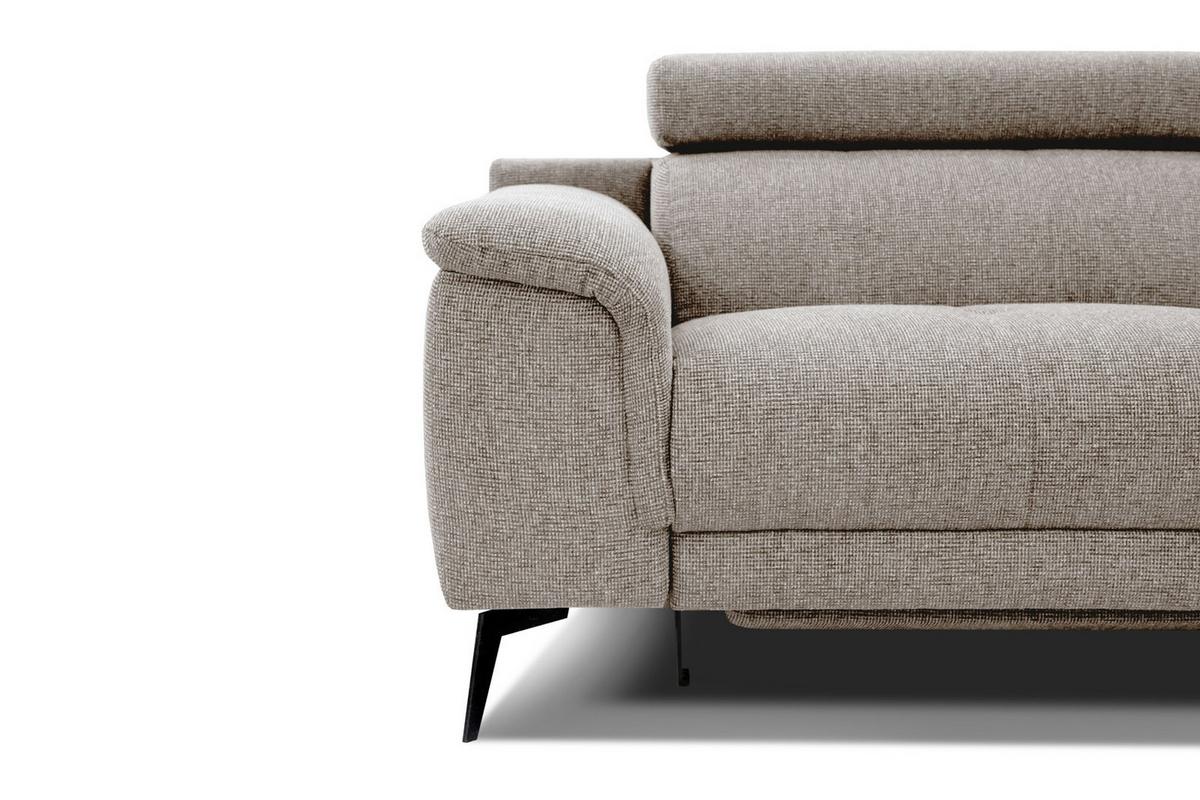 RELAXSOFA FIERO 3-Sitzer mit 1 Relaxfunktion, taupe - Taupe/Schwarz, Holzwerkstoff/Textil (212/82/103cm) - Wozimo