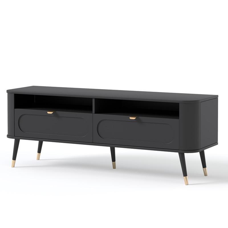 TV-LOWBOARD NOIR stehend, 138 cm Schwarz - Goldfarben/Schwarz, Holzwerkstoff/Metall (138.2/52.6/40cm) - Idohome