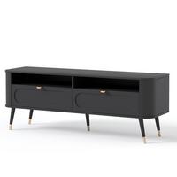 TV-LOWBOARD NOIR stehend, 138 cm Schwarz - Goldfarben/Schwarz, Holzwerkstoff/Metall (138.2/52.6/40cm) - Idohome