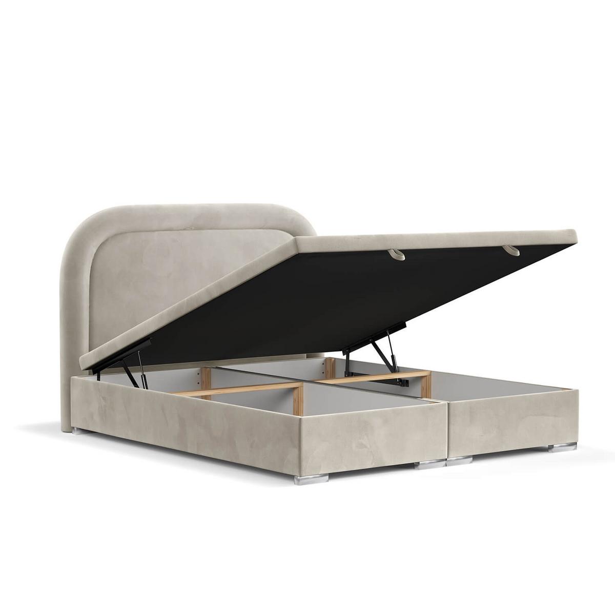 POLSTERBETT Harmony mit Stauraum 120/200 cm Hellbeige im Uttario Stoff - Chromfarben/Beige, Holz/Holzwerkstoff (120/200cm) - AltaBeds