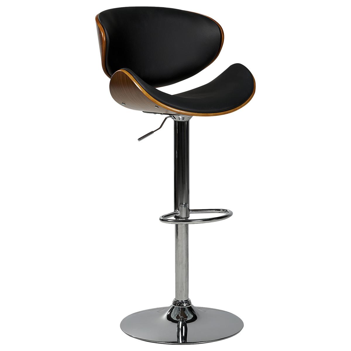 BARSTUHL 2er-Set Kunstleder drehbar SchwarzvRotterdam - Schwarz, Kunststoff (52/93/45cm) - Beliani