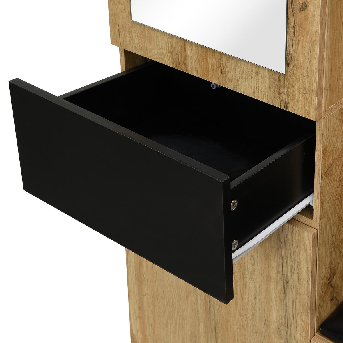 GARDEROBE mit Spiegel und Aufbewahrung 2 Türen und 3 Ablageflächen - Eichefarben, Holzwerkstoff/Metall (98/191/38cm) - Urban Meuble