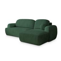 ECKSOFA MODENZA P R-S Grün Kordstoff mit Schlaffunktion - Schwarz/Grün, Holz/Kunststoff (266/148cm) - MASSENO