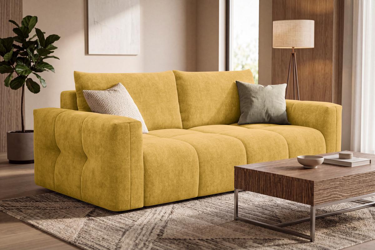 SOFA VERONA 3-Sitzer, Gelb - Gelb/Schwarz, Holz/Textil (224/83/110cm) - Courtois Laville